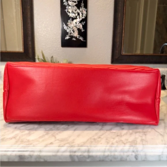 Bagley Mishka Quilted Chevron Tote Bag with Matching Wallet - Red